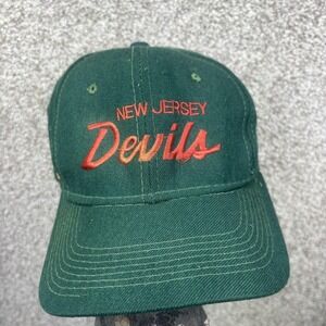 Vintage New Jersey Devils Hat Cap Snap Back Sports Specialties Script Green NHL